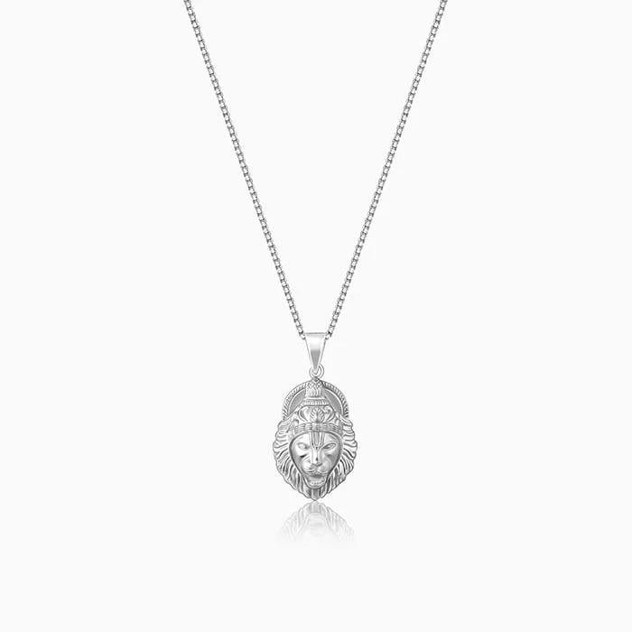 Men's laser - engraved rings with custom messagesSilver Ugra Narasimha Pendant with Link Chain For Him Men's laser - engraved rings with custom messagesSilver Ugra Narasimha Pendant with Link Chain For Him