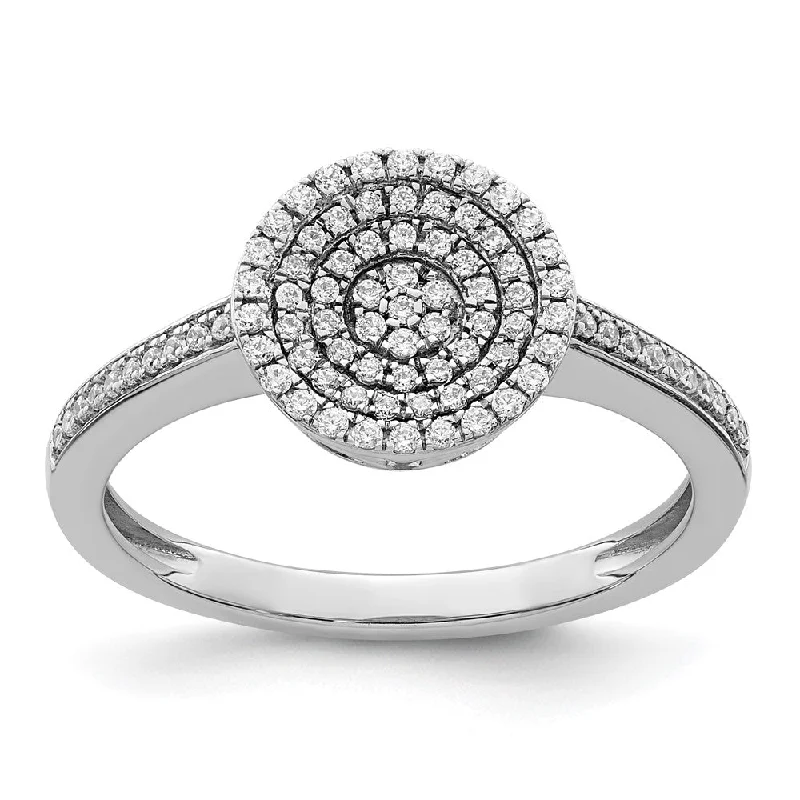 14k White Gold Polished Pave Circle Diamond Ring