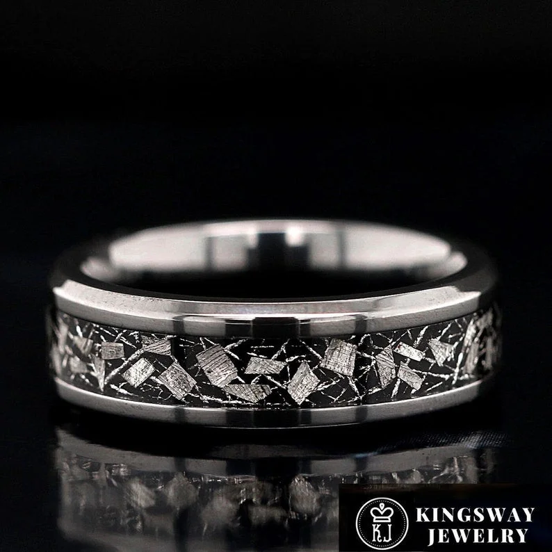 Men's black ceramic rings for a modern and edgy lookNatural Meteorite Band for Men | Unique Men’s Wedding Band Men's black ceramic rings for a modern and edgy lookNatural Meteorite Band for Men | Unique Men’s Wedding Band