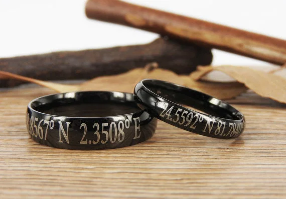 Men's high - quality handmade rings for artisanal appealLatitude Longitude Ring, Custom Coordinate Jewelry - Engraved Titanium Rings Set - Coordinates Rings Men's high - quality handmade rings for artisanal appealLatitude Longitude Ring, Custom Coordinate Jewelry - Engraved Titanium Rings Set - Coordinates Rings