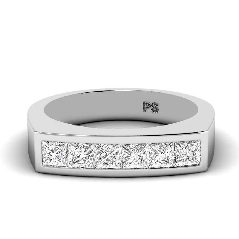 Men's budget - friendly rings for cost - conscious shoppers1.00 CT Princess Cut Diamonds - Mens Wedding Band Men's budget - friendly rings for cost - conscious shoppers1.00 CT Princess Cut Diamonds - Mens Wedding Band