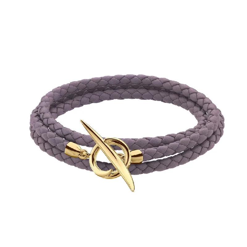 Shaun Leane Quill Yellow Gold Vermeil Rose Leather Wrap Bracelet
