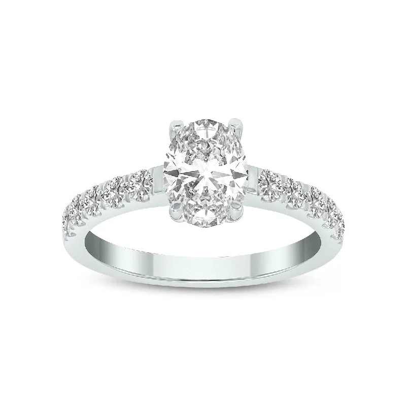 Marquee 2 Carat TW Oval Shape Lab Grown Diamond Engagement Ring in 14K White Gold Marquee 2 Carat TW Oval Shape Lab Grown Diamond Engagement Ring in 14K White Gold