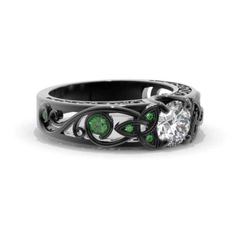 Men's Diamond Engagement Rings with Platinum Band and Halo Setting for a Luxury ProposalMoissanite Celtic Engagement Ring 14K Black Gold Men's Diamond Engagement Rings with Platinum Band and Halo Setting for a Luxury ProposalMoissanite Celtic Engagement Ring 14K Black Gold