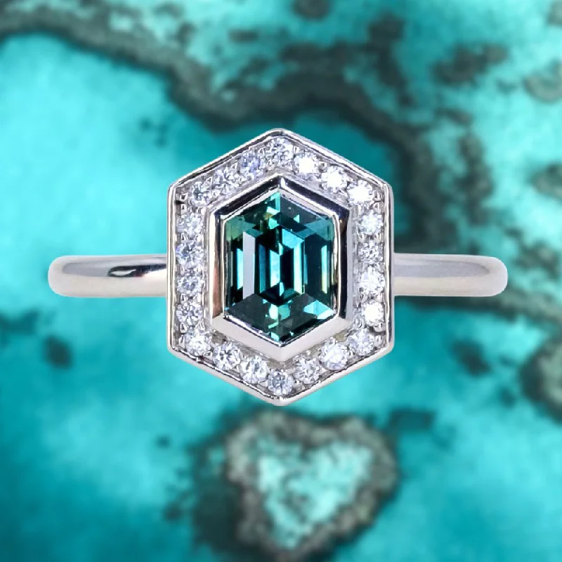 Malachite Gemstone Rings in 14K Gold with a Carved Stone for a Unique and Artistic Appeal1.30ct Hexagon Montana Sapphire Bezel Set Diamond Halo Ring in Platinum Malachite Gemstone Rings in 14K Gold with a Carved Stone for a Unique and Artistic Appeal1.30ct Hexagon Montana Sapphire Bezel Set Diamond Halo Ring in Platinum