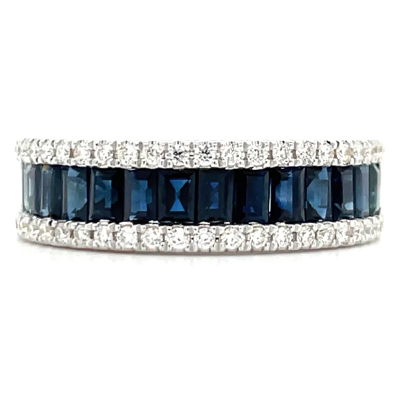 Topaz Gemstone Rings in 10K Gold with a Channel - Set Design for a Contemporary and Durable Option18ct White Gold Earth Grown Sapphire & Diamond Band Topaz Gemstone Rings in 10K Gold with a Channel - Set Design for a Contemporary and Durable Option18ct White Gold Earth Grown Sapphire & Diamond Band