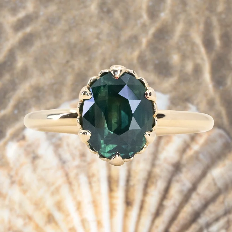 Tourmaline Gemstone Rings in 18K Two - Tone Gold with a Floral - Shaped Setting for a Feminine Touch2.48ct Oval Teal Madagascar Sapphire Scallop Cup Solitaire in 14k Yellow Gold Tourmaline Gemstone Rings in 18K Two - Tone Gold with a Floral - Shaped Setting for a Feminine Touch2.48ct Oval Teal Madagascar Sapphire Scallop Cup Solitaire in 14k Yellow Gold