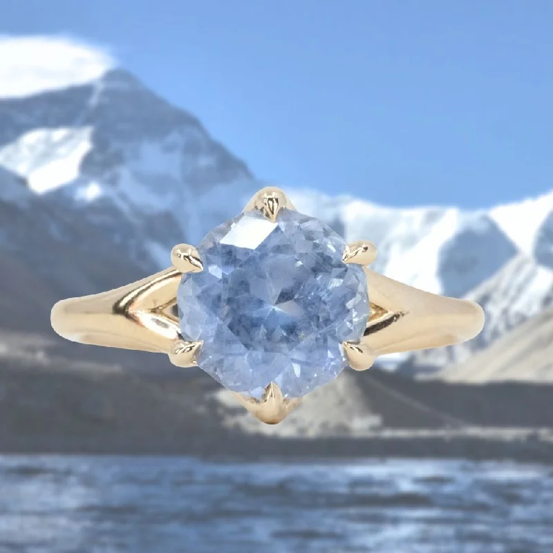 Tanzanite Gemstone Rings in 10K Gold with a Trilogy Design for a Sophisticated Gift3.10ct Round Cornflower Blue Montana Sapphire Low Profile Six Prong Split Shank Solitaire in 14k Yellow Gold