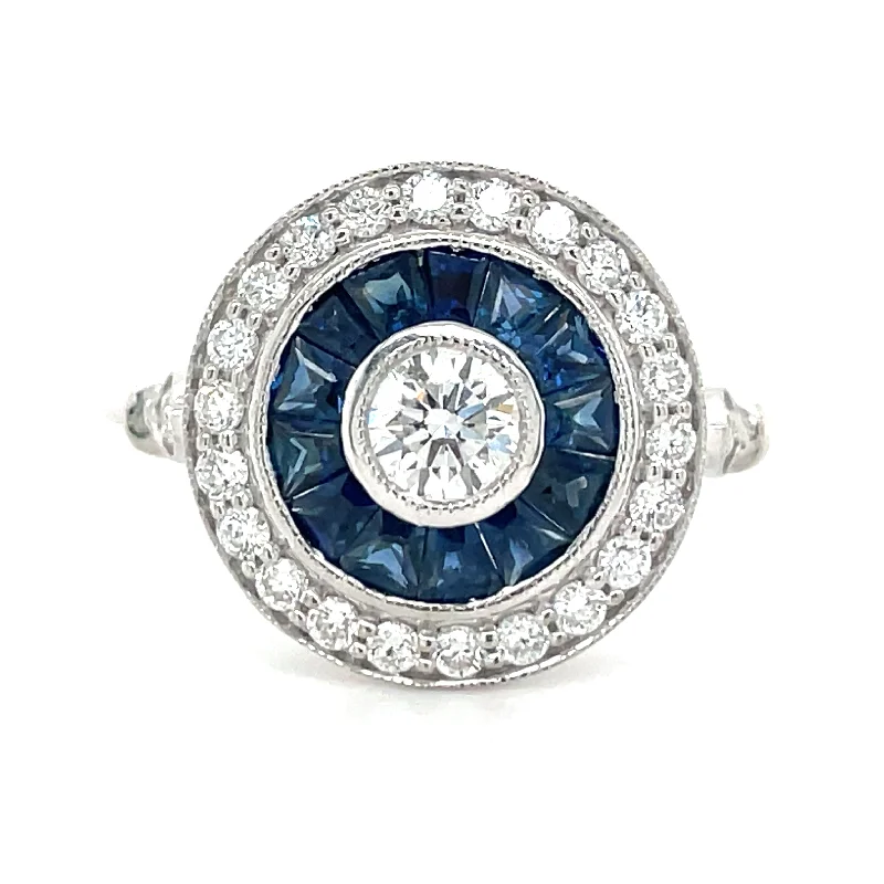 Lapis Lazuli Gemstone Rings in Sterling Silver with a Star - Shaped Setting for a Celestial - Inspired Piece18ct White Gold Earth Grown 0.87ct Sapphire & 0.66ct Diamond Vintage Style Ring Lapis Lazuli Gemstone Rings in Sterling Silver with a Star - Shaped Setting for a Celestial - Inspired Piece18ct White Gold Earth Grown 0.87ct Sapphire & 0.66ct Diamond Vintage Style Ring
