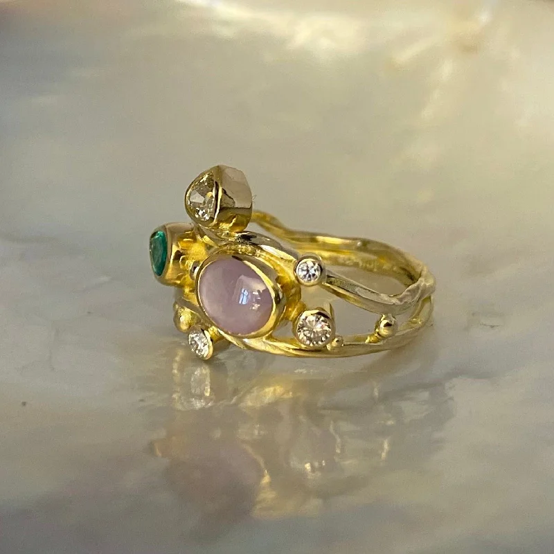 Iolite Gemstone Rings in 10K Gold with a Twisted Band for a Distinctive and Stylish AccessoryDouble Seafire 18K & 22K Gold Ring w. Sapphire, Emerald & Diamonds Iolite Gemstone Rings in 10K Gold with a Twisted Band for a Distinctive and Stylish AccessoryDouble Seafire 18K & 22K Gold Ring w. Sapphire, Emerald & Diamonds