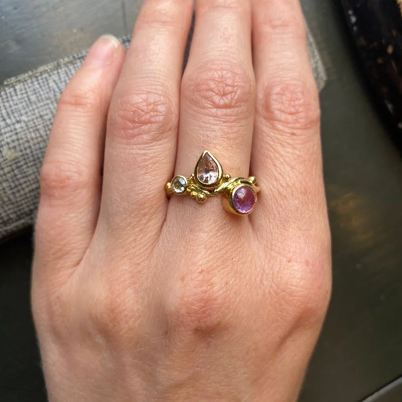Alexandrite Gemstone Rings in Platinum with a Hidden Halo for a Rare and Luxurious PieceSeafire 18K & 22K Gold Ring w. Morganite, Sapphire & Diamond Alexandrite Gemstone Rings in Platinum with a Hidden Halo for a Rare and Luxurious PieceSeafire 18K & 22K Gold Ring w. Morganite, Sapphire & Diamond