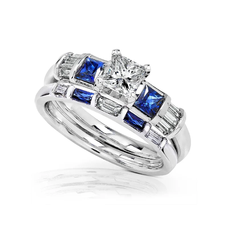 Tourmaline Gemstone Rings in 18K Two - Tone Gold with a Floral - Shaped Setting for a Feminine TouchPrincess Diamond & Blue Sapphire Bridal Tourmaline Gemstone Rings in 18K Two - Tone Gold with a Floral - Shaped Setting for a Feminine TouchPrincess Diamond & Blue Sapphire Bridal