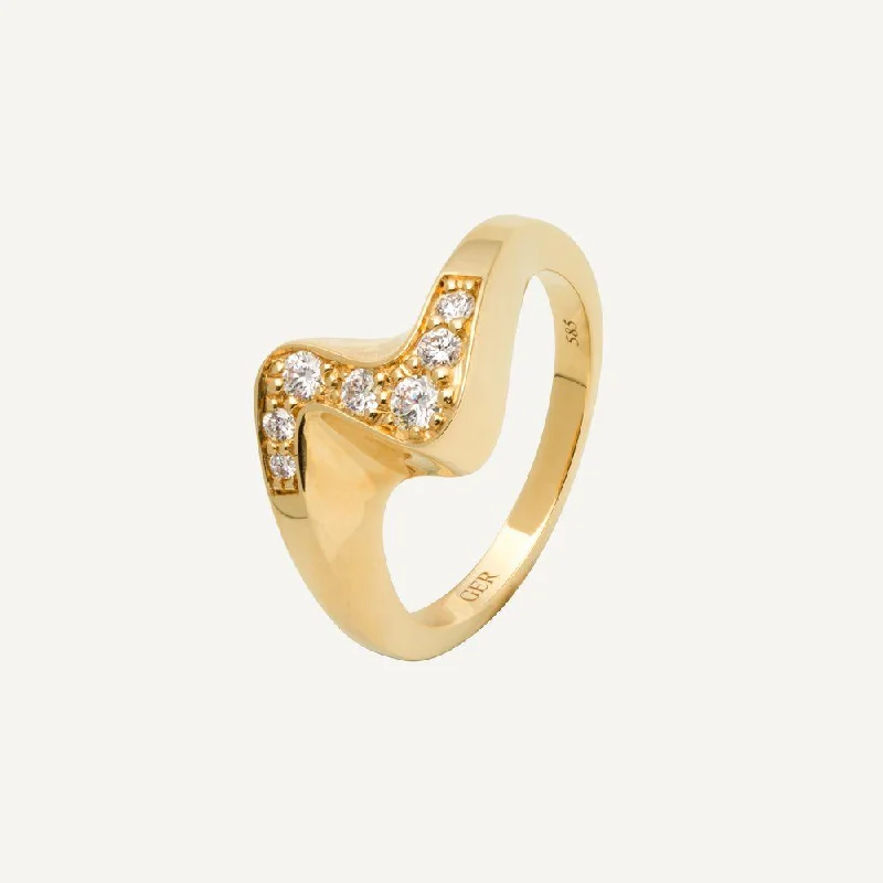 Moonstone Gemstone Rings in Silver - Plated Copper with a Celtic - Inspired Pattern for a Mystical VibeWave 14K Gold Ring w. Diamonds Moonstone Gemstone Rings in Silver - Plated Copper with a Celtic - Inspired Pattern for a Mystical VibeWave 14K Gold Ring w. Diamonds
