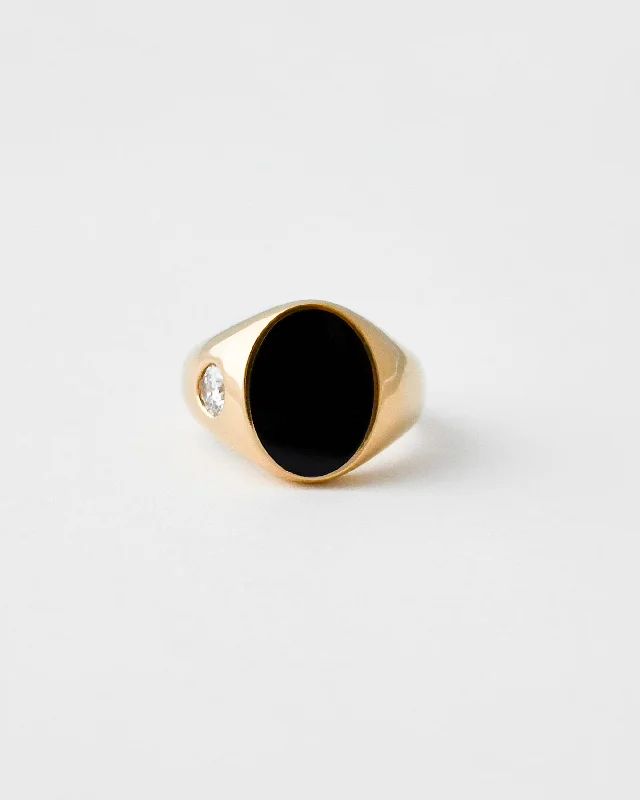 Emerald Gemstone Rings Set in Platinum with Filigree Work for a Vintage - Inspired LookGRAVITY RING | BLACK ONYX Emerald Gemstone Rings Set in Platinum with Filigree Work for a Vintage - Inspired LookGRAVITY RING | BLACK ONYX