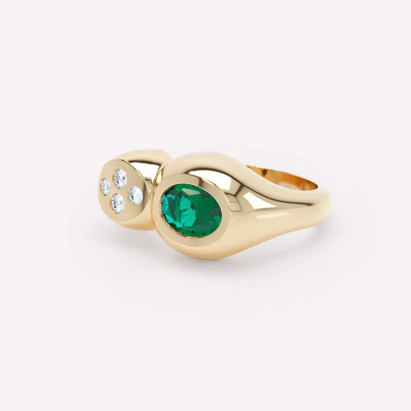 Peridot Gemstone Rings in 14K Gold - Filled Metal with a Pave - Set Band for a Sparkling LookCurve Duo 18K Gold Ring w. Emerald & Diamonds Peridot Gemstone Rings in 14K Gold - Filled Metal with a Pave - Set Band for a Sparkling LookCurve Duo 18K Gold Ring w. Emerald & Diamonds