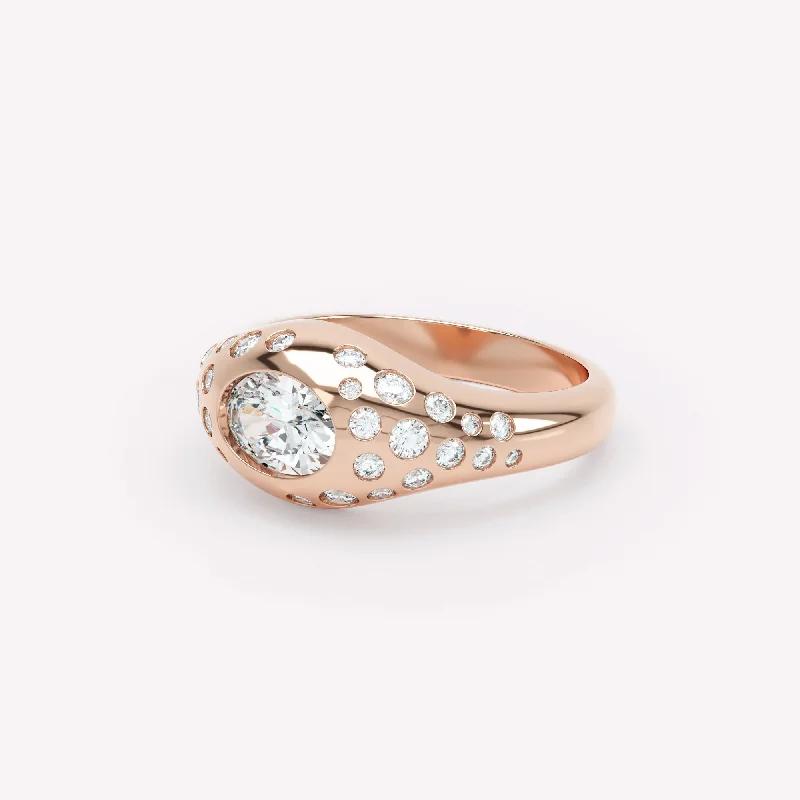 Peridot Gemstone Rings in 14K Gold - Filled Metal with a Pave - Set Band for a Sparkling LookCurve Scattered Signet 18K Rosegold Ring w. Diamonds Peridot Gemstone Rings in 14K Gold - Filled Metal with a Pave - Set Band for a Sparkling LookCurve Scattered Signet 18K Rosegold Ring w. Diamonds
