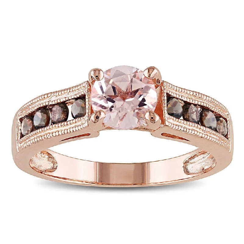 Tanzanite Gemstone Rings in 10K Gold with a Trilogy Design for a Sophisticated GiftMiadora 1 1/4ct Morganite and Smokey Quartz Ring in Rose Silver