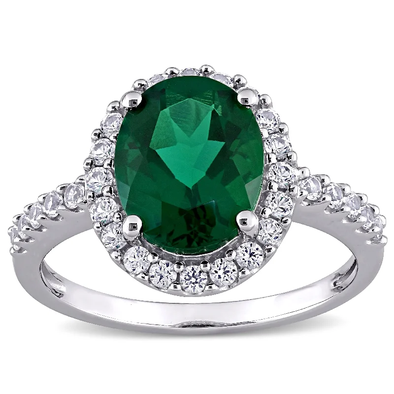 Peridot Gemstone Rings in 14K Gold - Filled Metal with a Pave - Set Band for a Sparkling LookMiadora 10k White Gold Oval-cut Created Emerald and Created White Sapphire Halo Engagement Ring Peridot Gemstone Rings in 14K Gold - Filled Metal with a Pave - Set Band for a Sparkling LookMiadora 10k White Gold Oval-cut Created Emerald and Created White Sapphire Halo Engagement Ring
