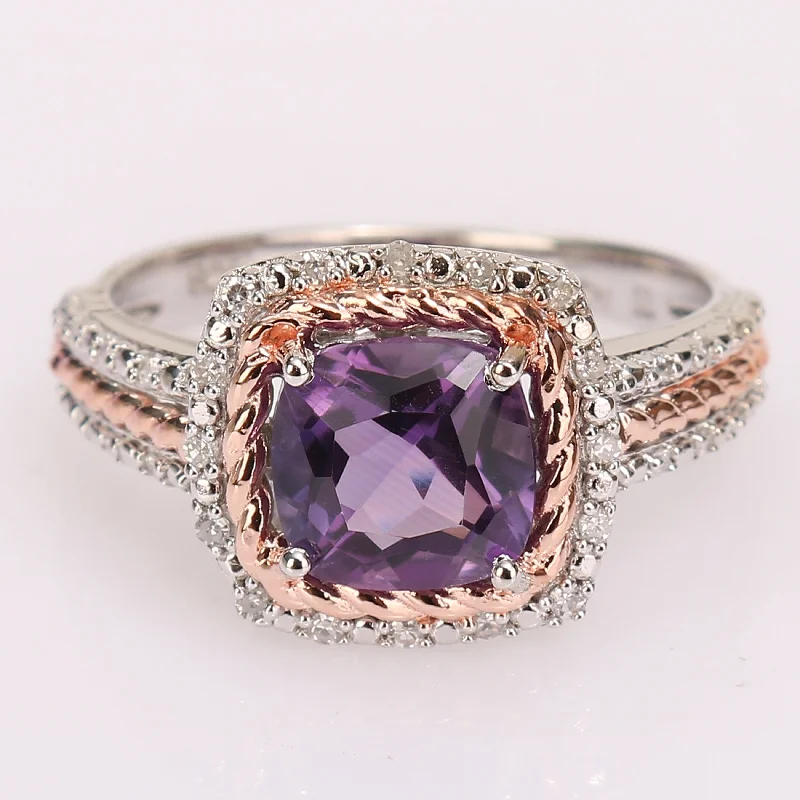 Sapphire Gemstone Rings in 18K White Gold with Diamond Accents for an Elegant EngagementMiadora 2-Tone Sterling Silver Cushion-cut Amethyst & 1/6ct TDW Diamond Multi-row Halo Engagement Ring Sapphire Gemstone Rings in 18K White Gold with Diamond Accents for an Elegant EngagementMiadora 2-Tone Sterling Silver Cushion-cut Amethyst & 1/6ct TDW Diamond Multi-row Halo Engagement Ring