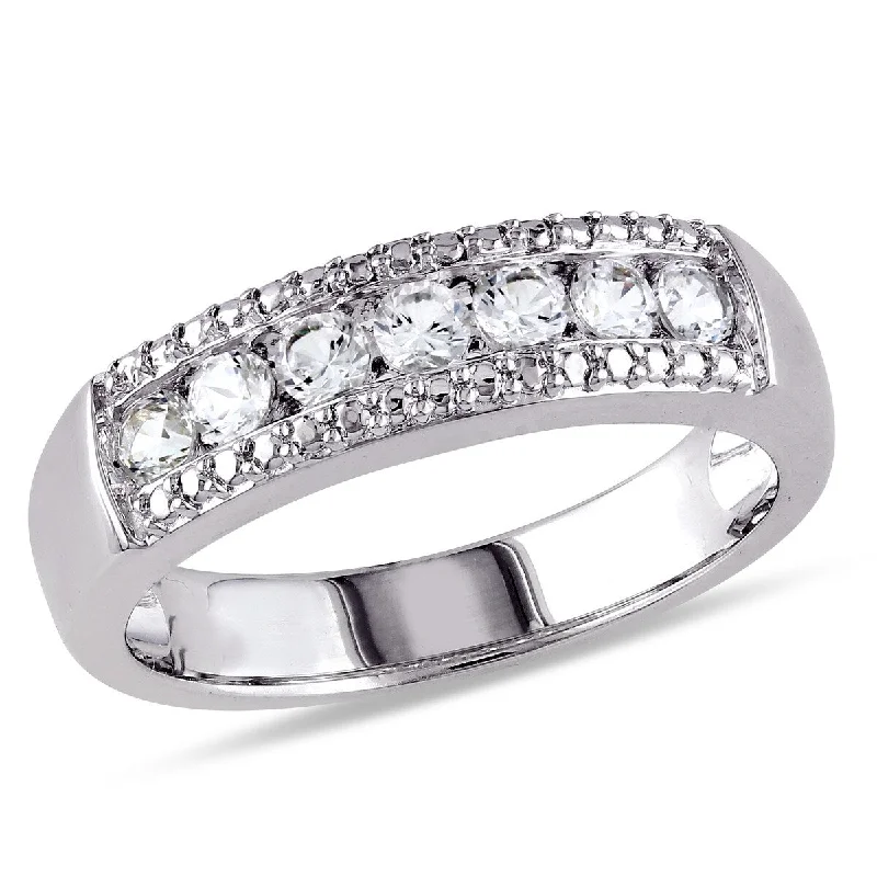 Iolite Gemstone Rings in 10K Gold with a Twisted Band for a Distinctive and Stylish AccessoryMiadora 5/8CT TGW Created White Sapphire Anniversary Band in Sterling Silver