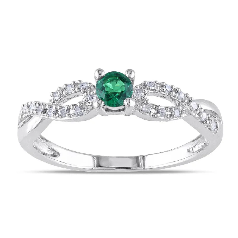 Geometric - Shaped Fashion Rings in Titanium with Iridescent InlaysMiadora Silver Created Gemstone and 1/10ct TDW Diamond Ring (H-I, I2-I3) Geometric - Shaped Fashion Rings in Titanium with Iridescent InlaysMiadora Silver Created Gemstone and 1/10ct TDW Diamond Ring (H-I, I2-I3)