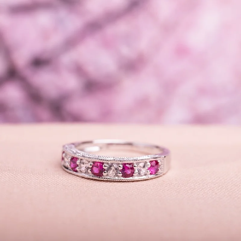 Agate Gemstone Rings in Sterling Silver with a Mosaic - Inspired Inlay for a Bohemian StyleMiadora Sterling Silver Created Ruby and White Sapphire Ring Agate Gemstone Rings in Sterling Silver with a Mosaic - Inspired Inlay for a Bohemian StyleMiadora Sterling Silver Created Ruby and White Sapphire Ring