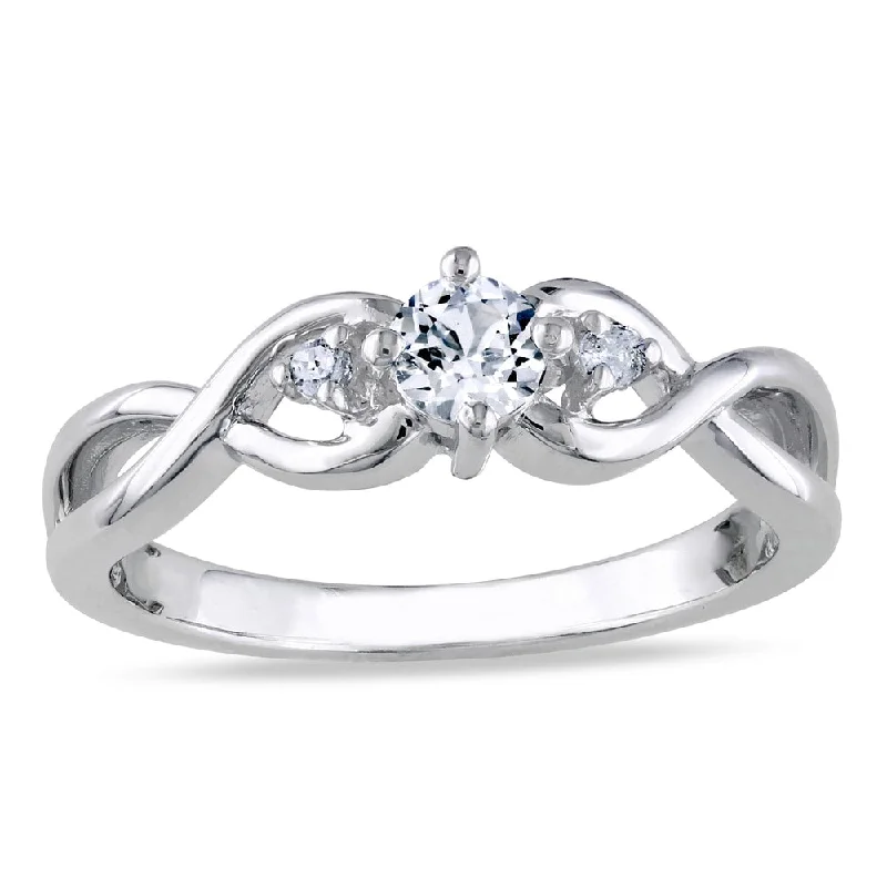 Opal Gemstone Rings in Rose Gold with a Milgrain Edge for a Feminine and Romantic StyleMiadora Sterling Silver Created White Sapphire and Diamond 3-stone Solitaire Infinity Promise Ring (H-I, I2-I3)