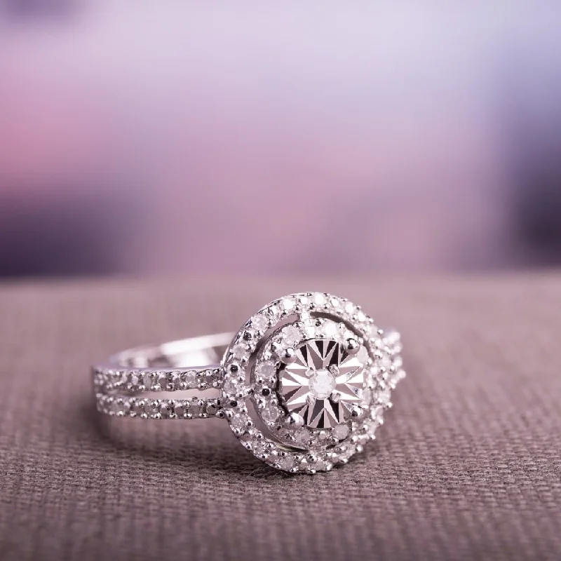 Fashion Rings with Initial Charms in Silver - Plated Metal for a Custom AccessoryMiadora Sterling Silver Diamond Double Halo Engagement Ring Fashion Rings with Initial Charms in Silver - Plated Metal for a Custom AccessoryMiadora Sterling Silver Diamond Double Halo Engagement Ring