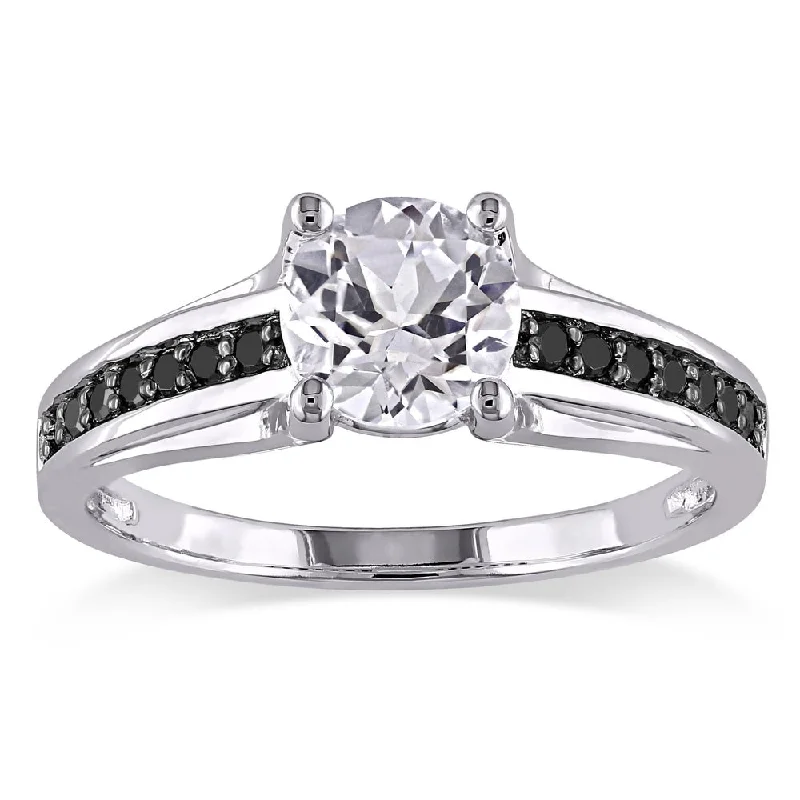 Rhinestone - Embellished Fashion Rings in Silver - Tone Metal for a Glamorous TouchMiadora Sterling Silver with Black Rhodium Created White Sapphire and 1/6ct TDW Black Diamond Engagement Ring Rhinestone - Embellished Fashion Rings in Silver - Tone Metal for a Glamorous TouchMiadora Sterling Silver with Black Rhodium Created White Sapphire and 1/6ct TDW Black Diamond Engagement Ring