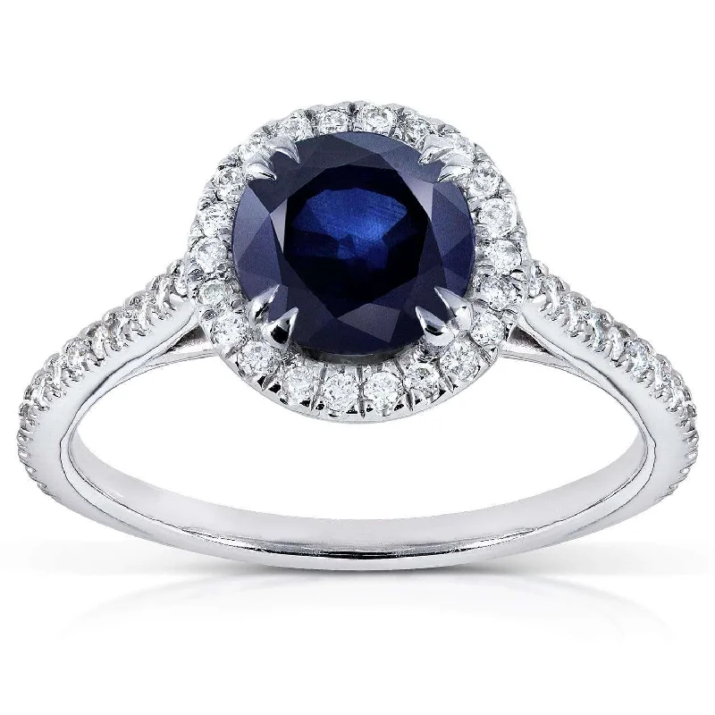 Emerald Gemstone Rings Set in Platinum with Filigree Work for a Vintage - Inspired LookBlue Sapphire Halo Emerald Gemstone Rings Set in Platinum with Filigree Work for a Vintage - Inspired LookBlue Sapphire Halo