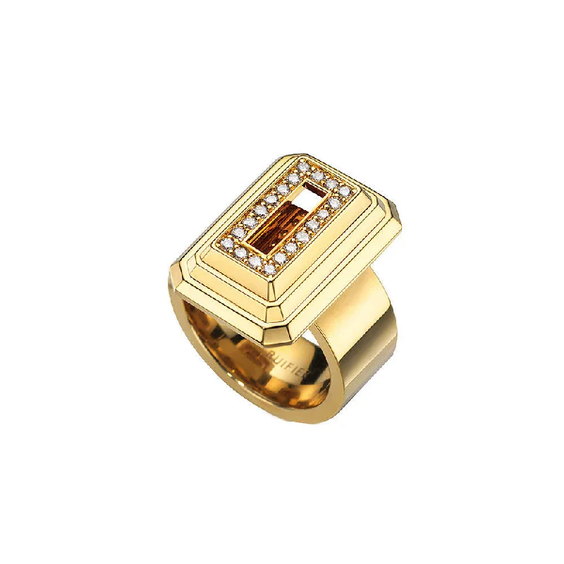 Iolite Gemstone Rings in 10K Gold with a Twisted Band for a Distinctive and Stylish AccessoryICON Pyramid 18K Gold Plated Ring w. Diamond Iolite Gemstone Rings in 10K Gold with a Twisted Band for a Distinctive and Stylish AccessoryICON Pyramid 18K Gold Plated Ring w. Diamond