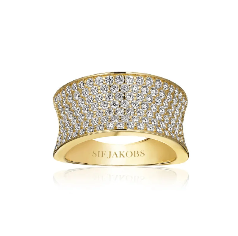 Opal Gemstone Rings in Rose Gold with a Milgrain Edge for a Feminine and Romantic StyleFelline Concavo 18K Gold Plated Ring w. Zirconias