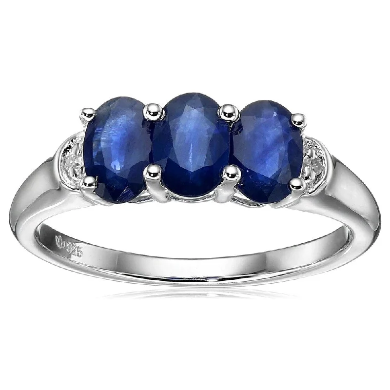 Sapphire Gemstone Rings in 18K White Gold with Diamond Accents for an Elegant EngagementSterling Silver 1.86ctw Blue Sapphire & Diamond 3-Stone Band Ring Sapphire Gemstone Rings in 18K White Gold with Diamond Accents for an Elegant EngagementSterling Silver 1.86ctw Blue Sapphire & Diamond 3-Stone Band Ring