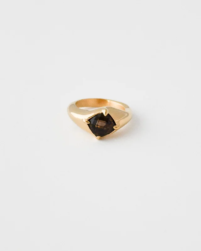 Peridot Gemstone Rings in 14K Gold - Filled Metal with a Pave - Set Band for a Sparkling LookWHIRLPOOL RING | SMOKY QUARTZ Peridot Gemstone Rings in 14K Gold - Filled Metal with a Pave - Set Band for a Sparkling LookWHIRLPOOL RING | SMOKY QUARTZ