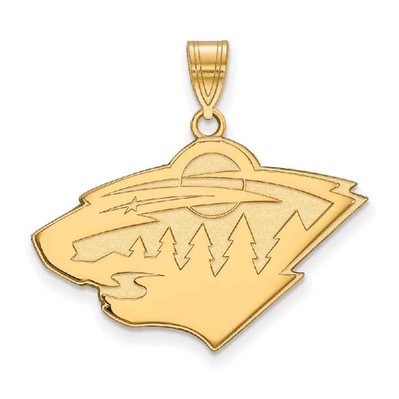 Hypoallergenic Stainless Steel Dog Tag Pendant Necklace for Active Men10k Yellow Gold NHL Minnesota Wild Large Pendant