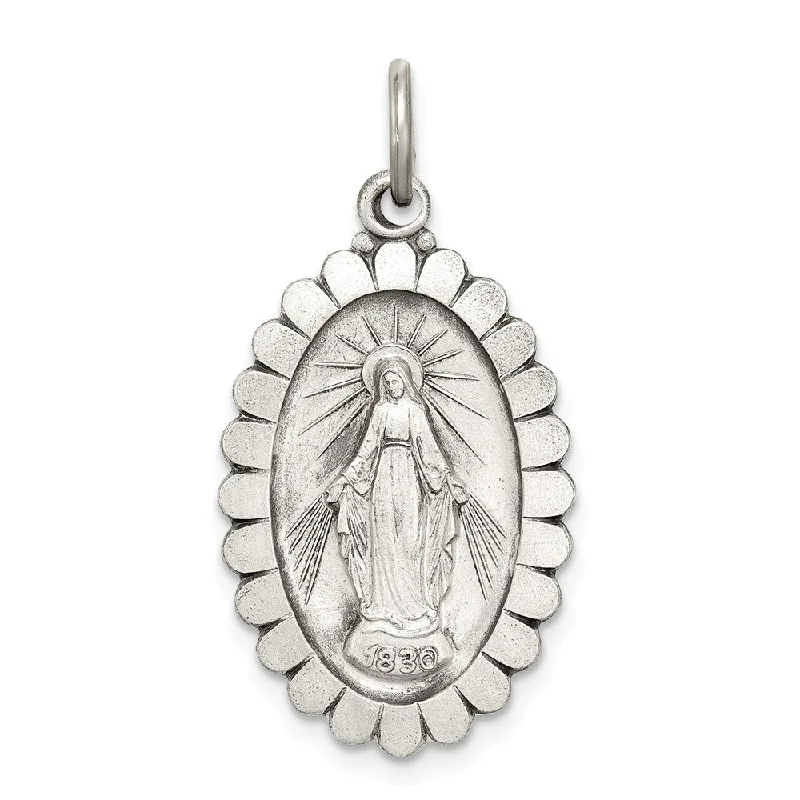 LED - Illuminated Moon Pendant Necklace for Nighttime EventsSterling Silver Antiqued Miraculous Medal Pendant LED - Illuminated Moon Pendant Necklace for Nighttime EventsSterling Silver Antiqued Miraculous Medal Pendant