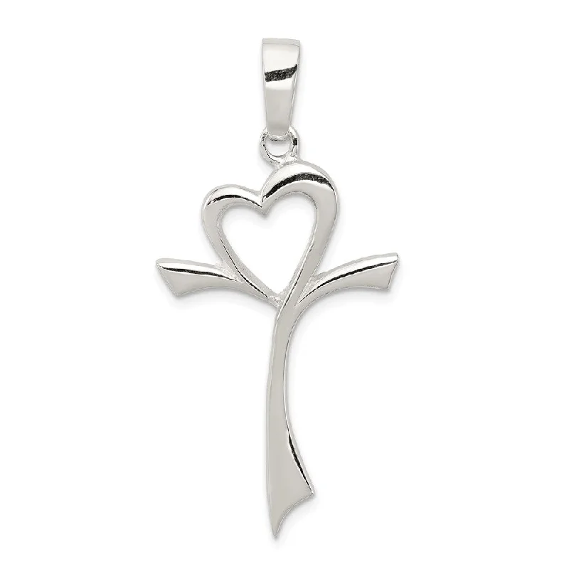 Vintage - Reproduction Cameo Pendant Necklace in Brass for Retro - Style LoversSterling Silver Large Polished Heart Cross Vintage - Reproduction Cameo Pendant Necklace in Brass for Retro - Style LoversSterling Silver Large Polished Heart Cross