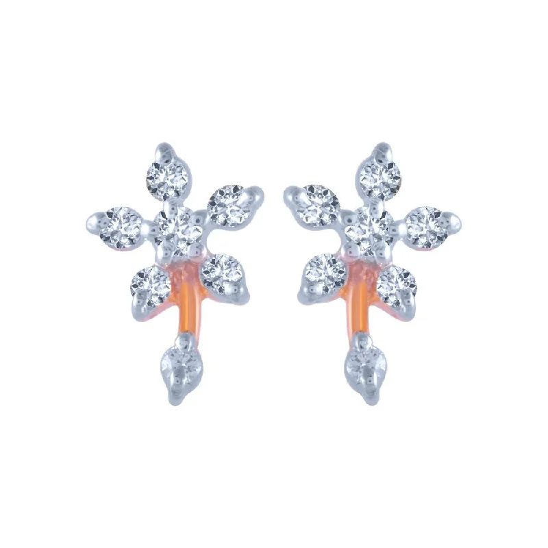 Cubic Zirconia - Encrusted Flower Stud Earrings in Pink for a Girly and Glamorous Accessory14k (585) Rose Gold And Diamond Stud Earrings For Women Cubic Zirconia - Encrusted Flower Stud Earrings in Pink for a Girly and Glamorous Accessory14k (585) Rose Gold And Diamond Stud Earrings For Women
