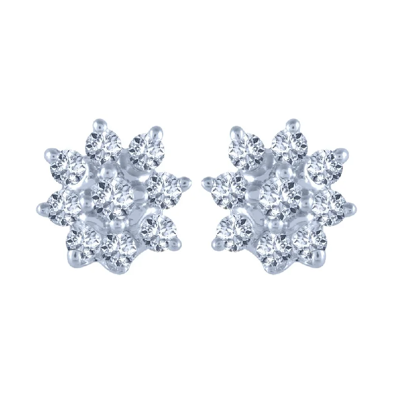 Rhinestone - Embellished Crown - Shaped Stud Earrings for a Princess - Inspired Look14k (585) Rose Gold And Diamond Stud Earrings For Women