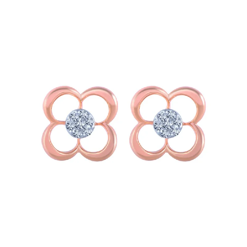 Cubic Zirconia - Encrusted Flower Stud Earrings in Pink for a Girly and Glamorous Accessory14k (585) Rose Gold And Diamond Stud Earrings For Women Cubic Zirconia - Encrusted Flower Stud Earrings in Pink for a Girly and Glamorous Accessory14k (585) Rose Gold And Diamond Stud Earrings For Women