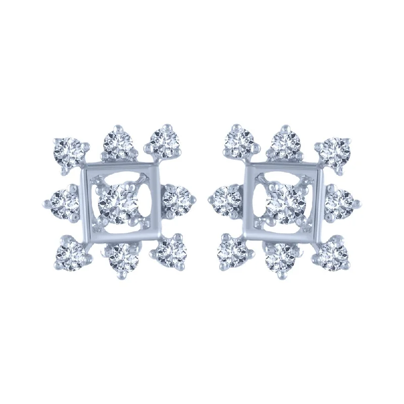 Leather - Inlaid Stud Earrings in Brown for a Rustic and Unique Design14k (585) White Gold And Diamond Stud Earrings For Women Leather - Inlaid Stud Earrings in Brown for a Rustic and Unique Design14k (585) White Gold And Diamond Stud Earrings For Women