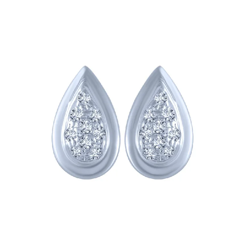 Rhinestone - Embellished Crown - Shaped Stud Earrings for a Princess - Inspired Look14k (585) White Gold And Diamond Stud Earrings For Women