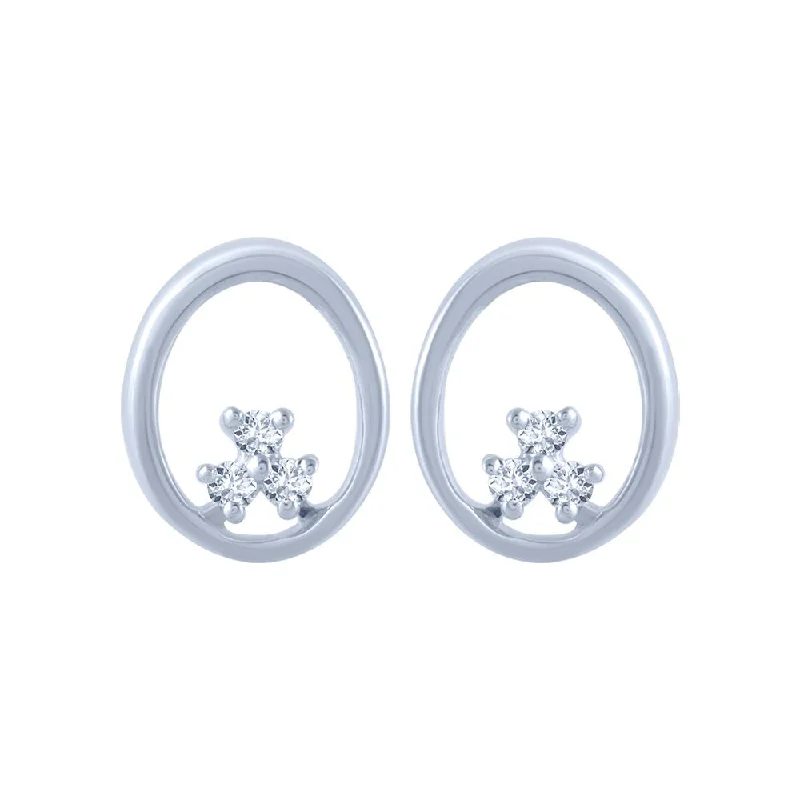 Rhinestone - Embellished Crown - Shaped Stud Earrings for a Princess - Inspired Look14k (585) White Gold And Diamond Stud Earrings For Women Rhinestone - Embellished Crown - Shaped Stud Earrings for a Princess - Inspired Look14k (585) White Gold And Diamond Stud Earrings For Women