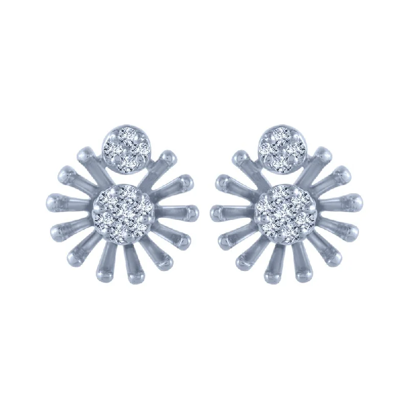 Adjustable - Back Crystal Stud Earrings in Clear for a Sparkling and Versatile Piece14k (585) White Gold And Diamond Stud Earrings For Women Adjustable - Back Crystal Stud Earrings in Clear for a Sparkling and Versatile Piece14k (585) White Gold And Diamond Stud Earrings For Women