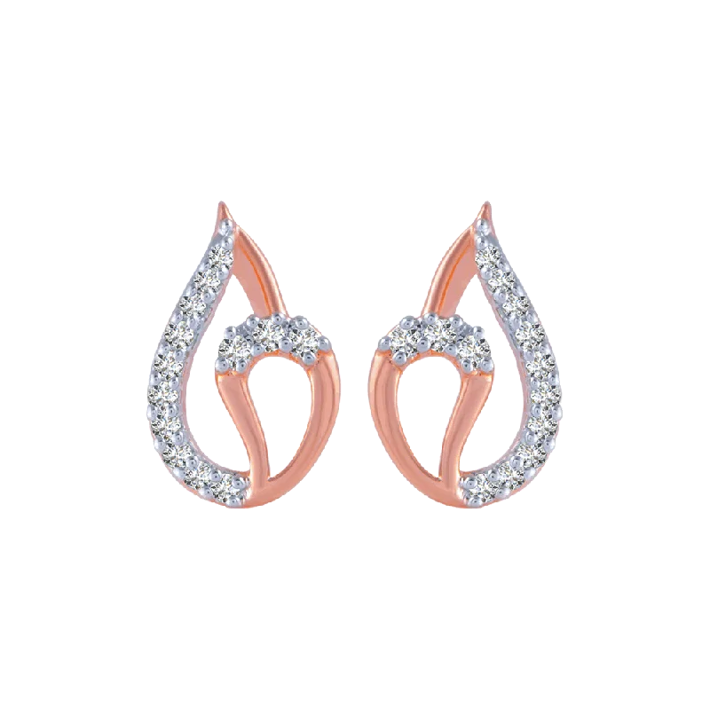 Cubic Zirconia - Encrusted Flower Stud Earrings in Pink for a Girly and Glamorous Accessory14KT (585) Rose Gold And Diamond Stud Earrings For Women Cubic Zirconia - Encrusted Flower Stud Earrings in Pink for a Girly and Glamorous Accessory14KT (585) Rose Gold And Diamond Stud Earrings For Women