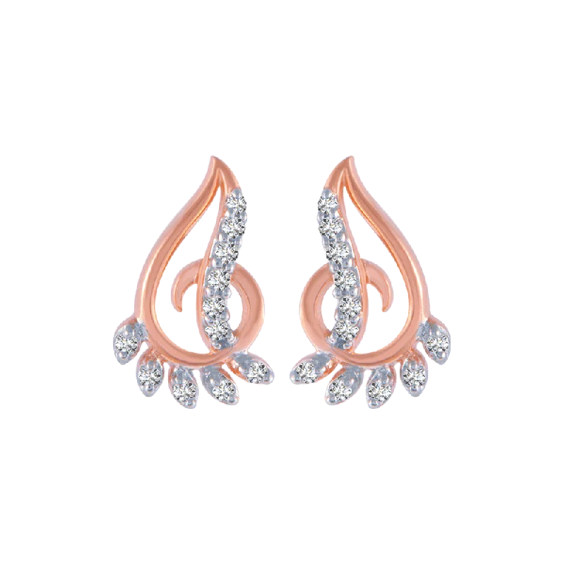Leather - Inlaid Stud Earrings in Brown for a Rustic and Unique Design14KT (585) Rose Gold And Diamond Stud Earrings For Women