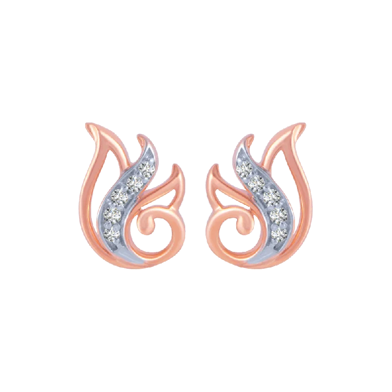 Cubic Zirconia - Encrusted Flower Stud Earrings in Pink for a Girly and Glamorous Accessory14KT (585) Rose Gold And Diamond Stud Earrings For Women Cubic Zirconia - Encrusted Flower Stud Earrings in Pink for a Girly and Glamorous Accessory14KT (585) Rose Gold And Diamond Stud Earrings For Women