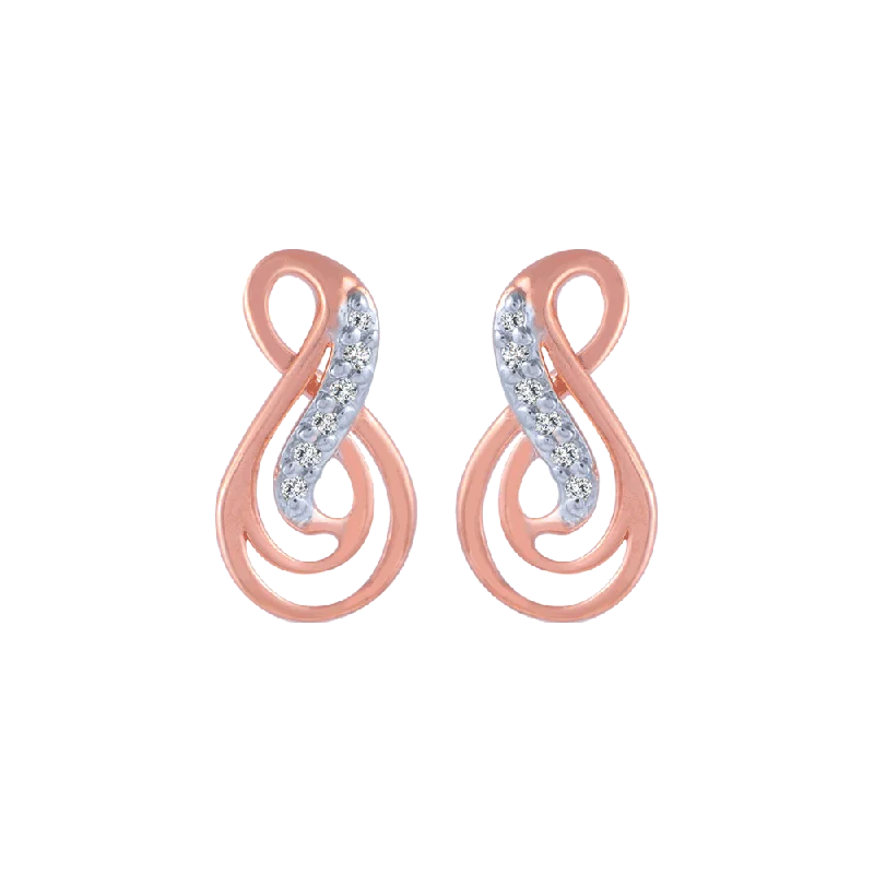 Cubic Zirconia - Encrusted Flower Stud Earrings in Pink for a Girly and Glamorous Accessory14KT (585) Rose Gold And Diamond Stud Earrings For Women Cubic Zirconia - Encrusted Flower Stud Earrings in Pink for a Girly and Glamorous Accessory14KT (585) Rose Gold And Diamond Stud Earrings For Women