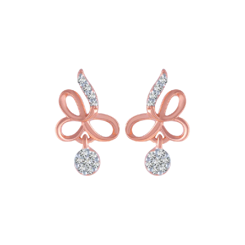 Rhinestone - Embellished Crown - Shaped Stud Earrings for a Princess - Inspired Look14KT (585) Rose Gold And Diamond Stud Earrings For Women Rhinestone - Embellished Crown - Shaped Stud Earrings for a Princess - Inspired Look14KT (585) Rose Gold And Diamond Stud Earrings For Women