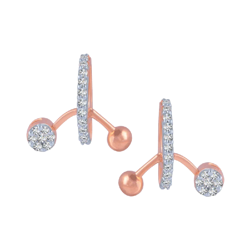 Adjustable - Back Crystal Stud Earrings in Clear for a Sparkling and Versatile Piece14KT (585) Rose Gold And Diamond Stud Earrings For Women Adjustable - Back Crystal Stud Earrings in Clear for a Sparkling and Versatile Piece14KT (585) Rose Gold And Diamond Stud Earrings For Women